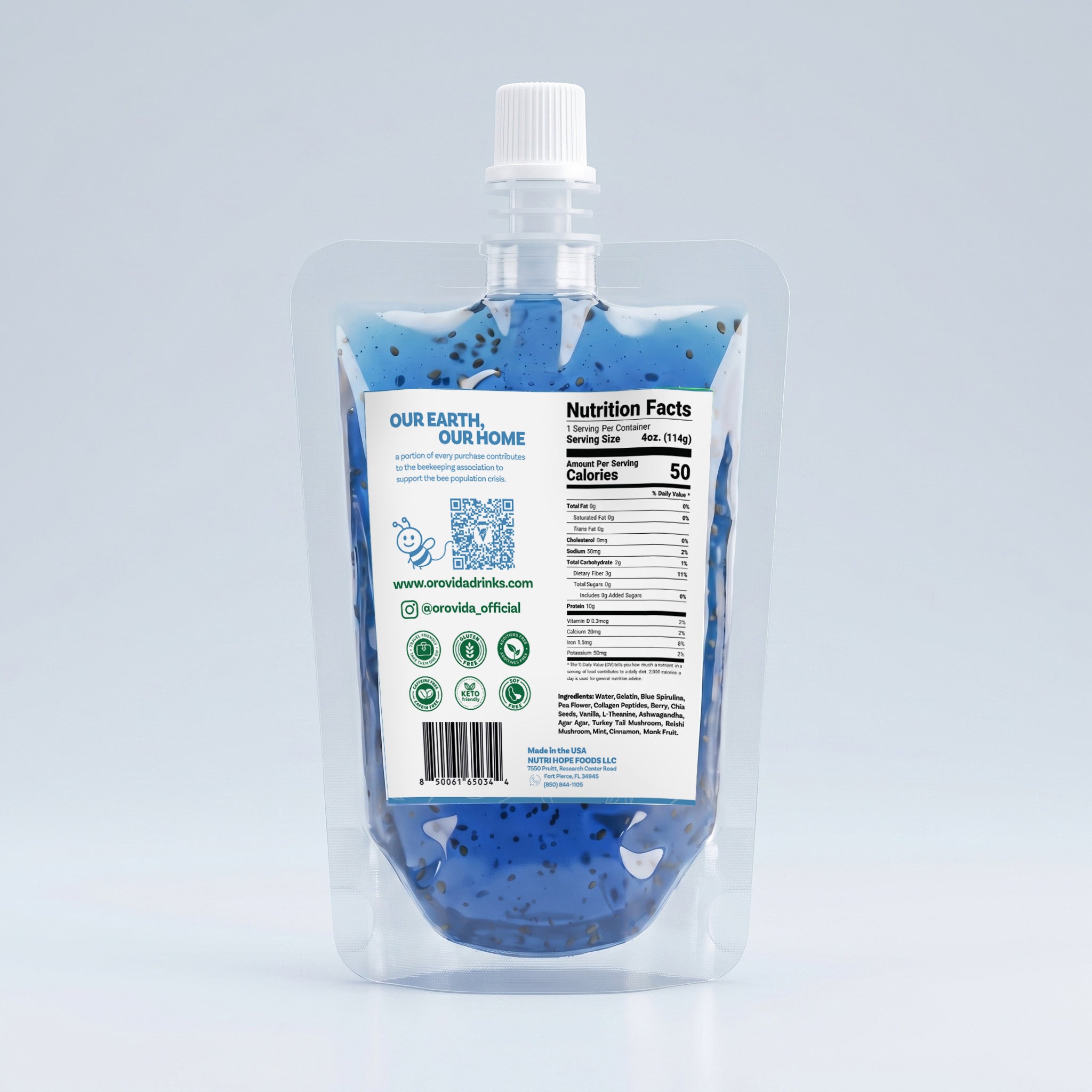Blue Spirulina Gelatin - Orovida