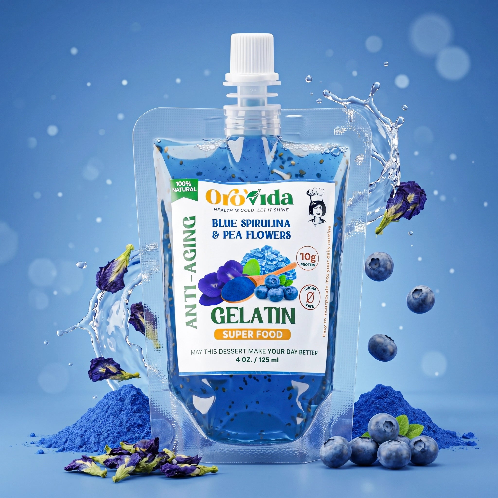 Blue Spirulina Gelatin - Orovida