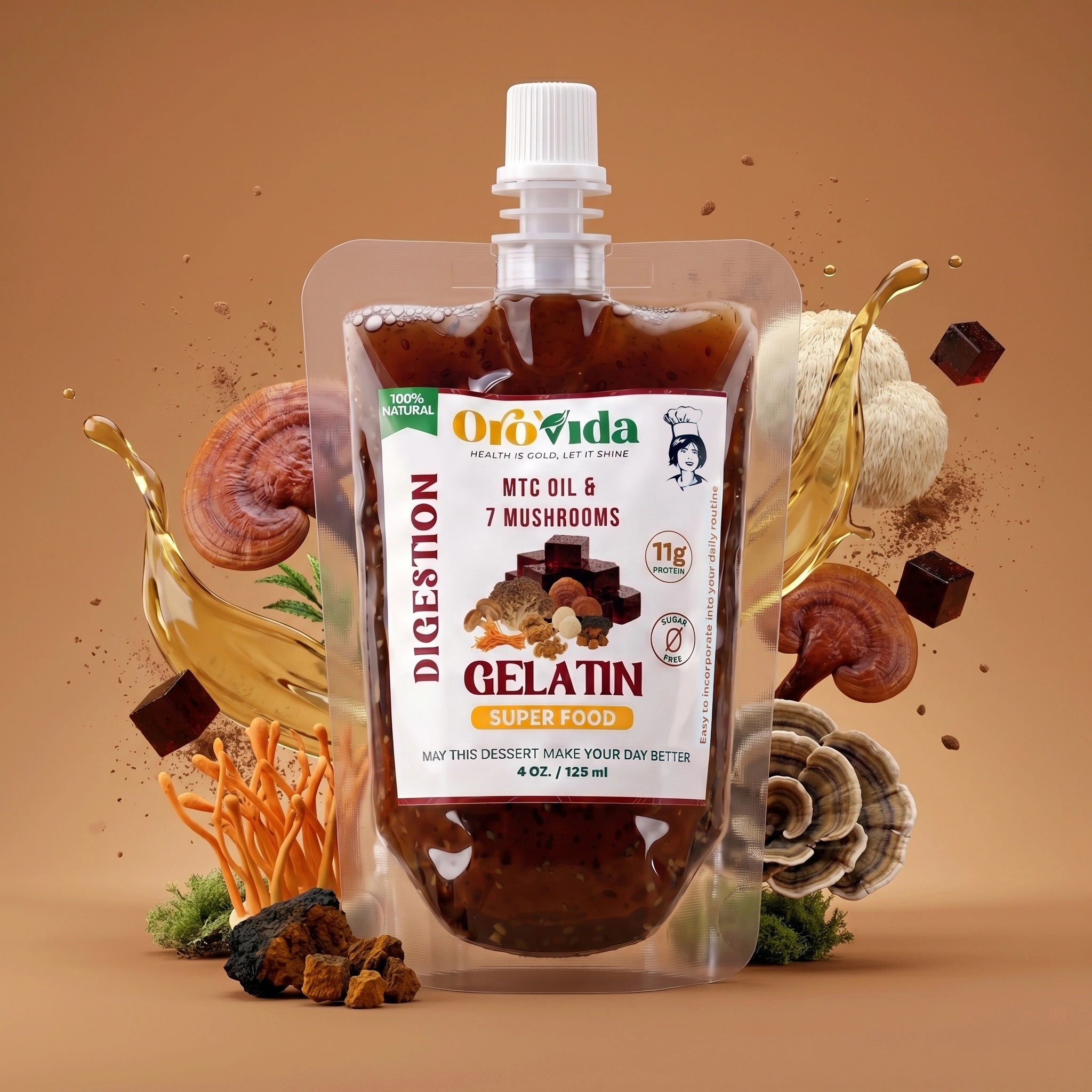 MCT Oil 7 & Mushrooms Gelatin - Orovida