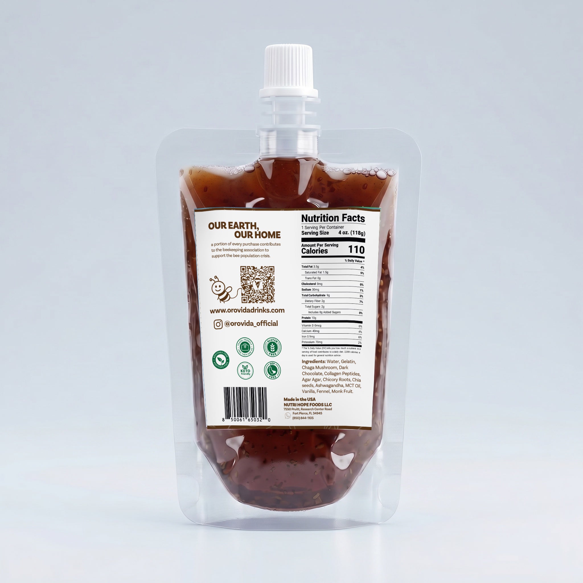 Dark Chocolate & Chaga Gelatin - Orovida