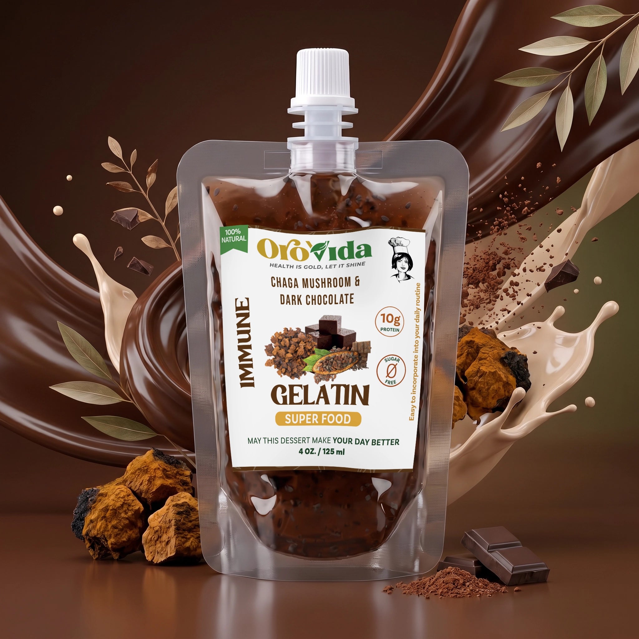 Dark Chocolate & Chaga Gelatin - Orovida
